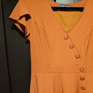 ModCloth - Burnt Orange Button Dress - Size Large